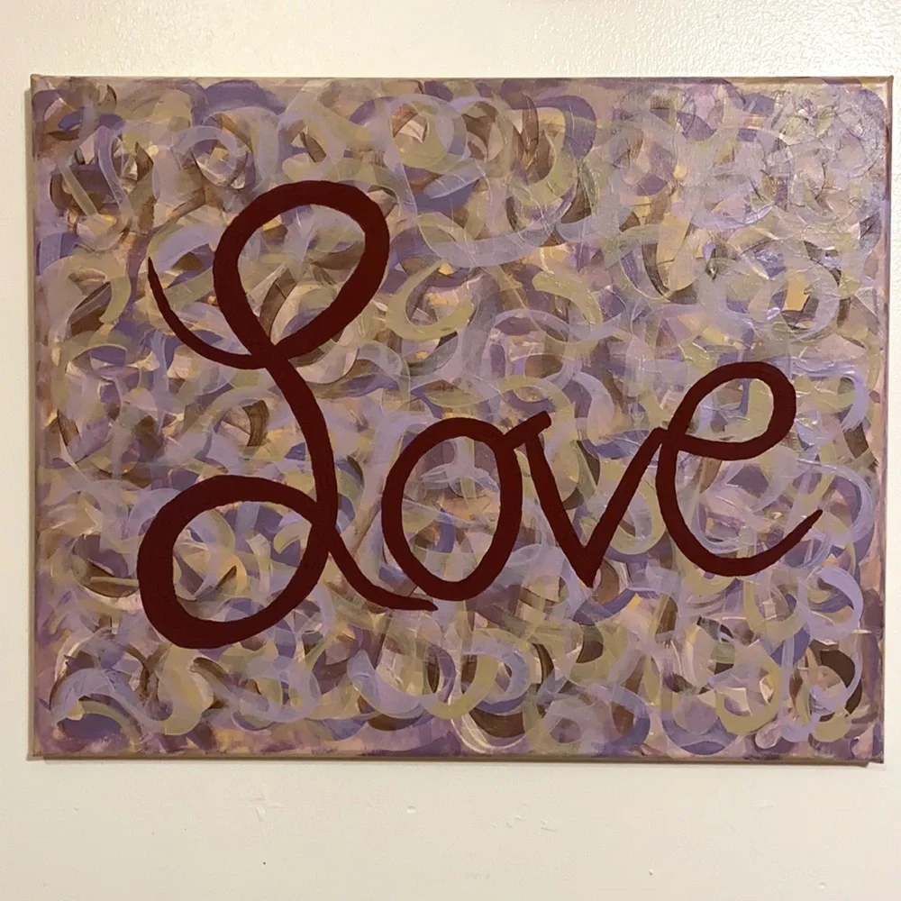 “Love” 20” x 16” Acrylic Wall Hanging Art Canvas Painting Room Decor